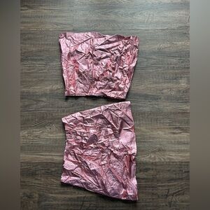 TRIPP Daang Goodman Pink Metallic Saran Wrap Skirt Small